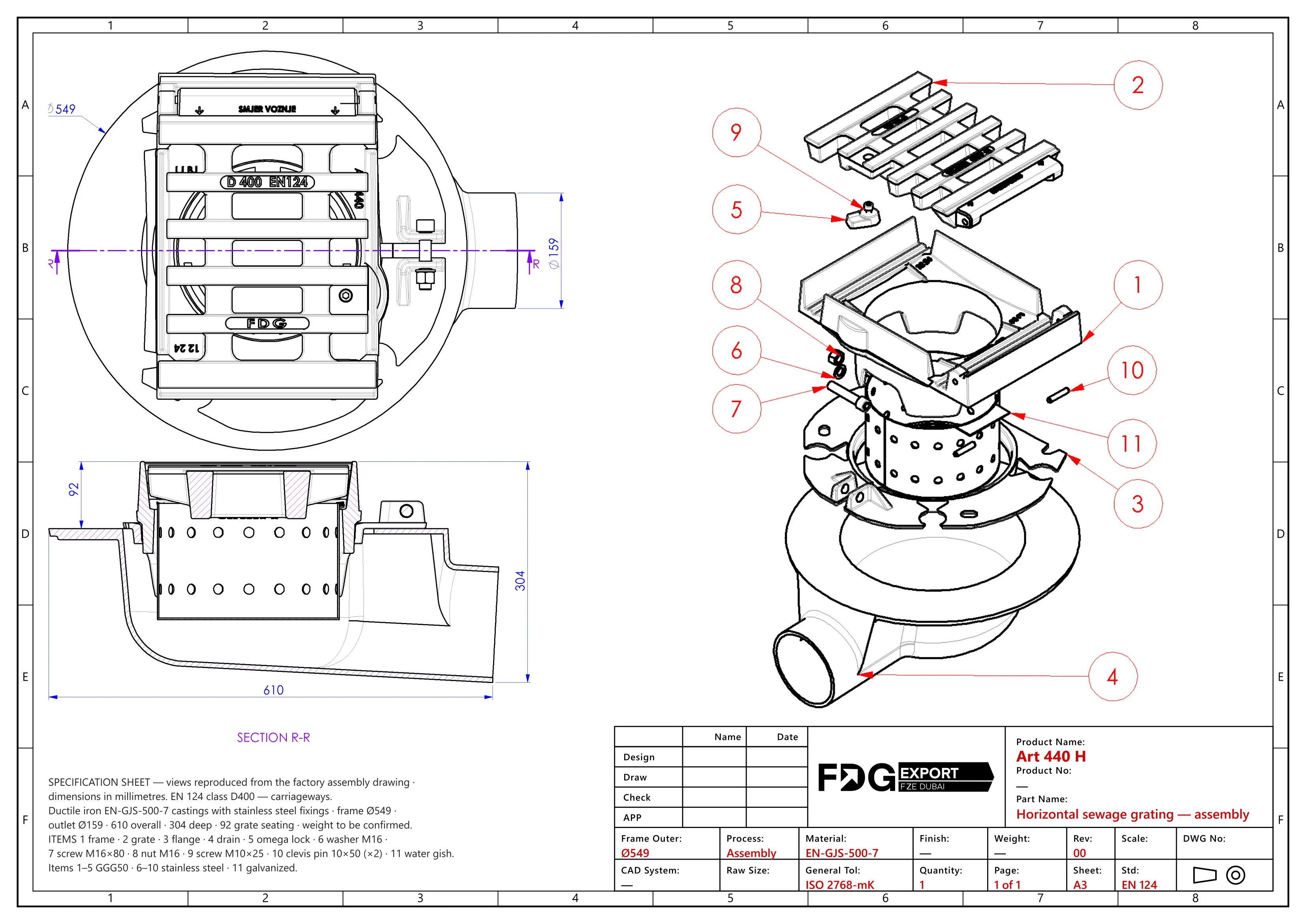 General arrangement drawing, Art 440 H EN 124 D400