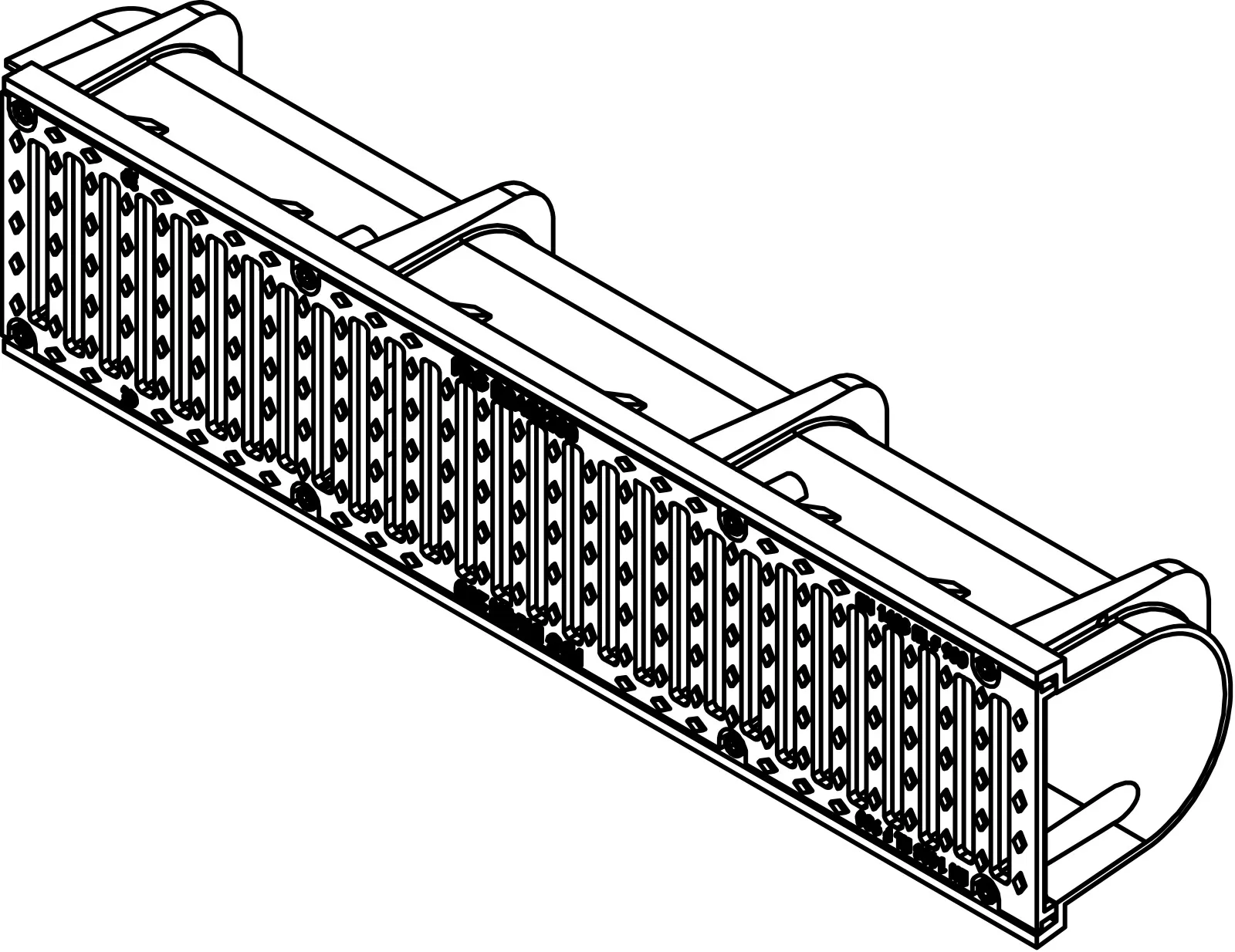 Isometric view of the FDG DRAIN 200 F900 channel drain with integral grate